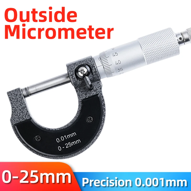 Precise Gauge Micrometer 0-25mm 0.001mmOutside Metric Caliper Measurement Micrometer Tool External Micrometer Micrometric Gauges