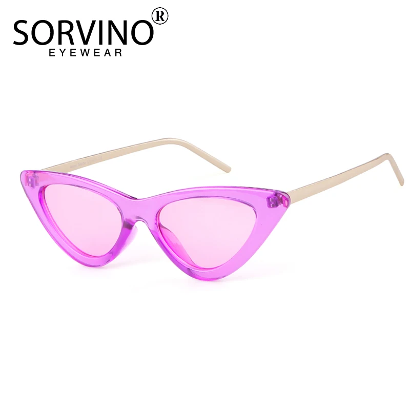 SORVINO Vintage Triangle Sunglasses Women Small Red Pink Retro Men Cat Eye Sun Glasses Purple Female Shade UV400O culos De Sol