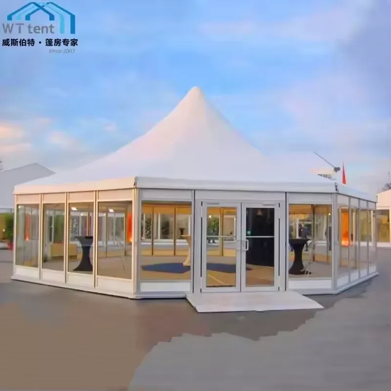 for 6x6m White PVC Outdoor Wedding Party Pagoda Tent Aluminum Frame Gazebo for Garden Events