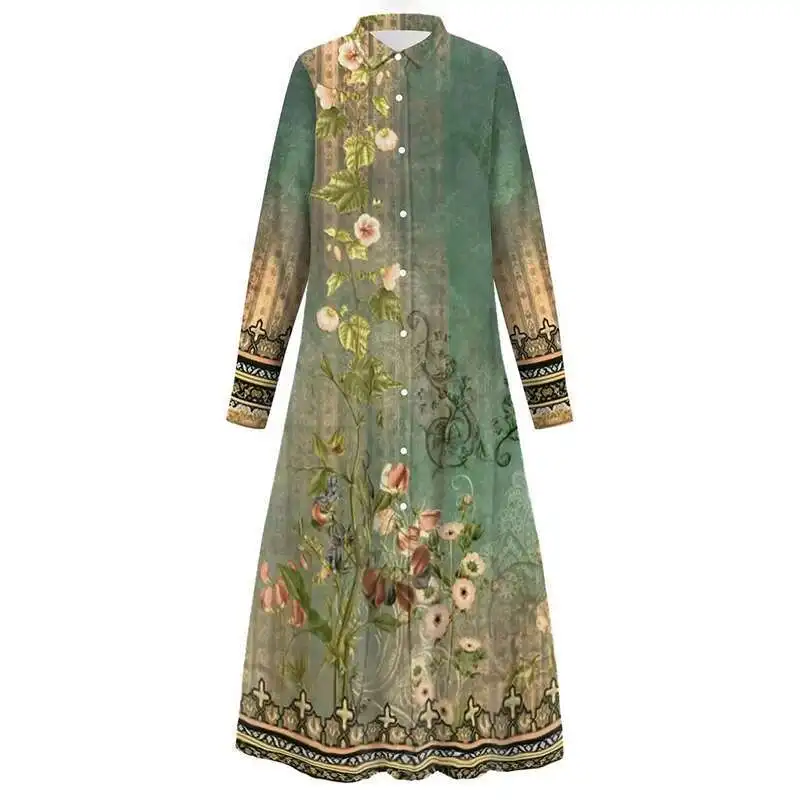 

BabYoung женская винтажная верхняя одежда, Тренч, новинка осени 2024, весенние женские рубашки на пуговицах с цветочным принтом, длинные куртки