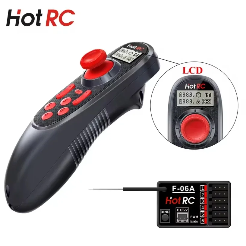 HOTRC DS-600 6CH 2.4GHz Radio System Transmitter Remote Controller with F-06A PWM 6 Channel Receiver for RC Boat Model