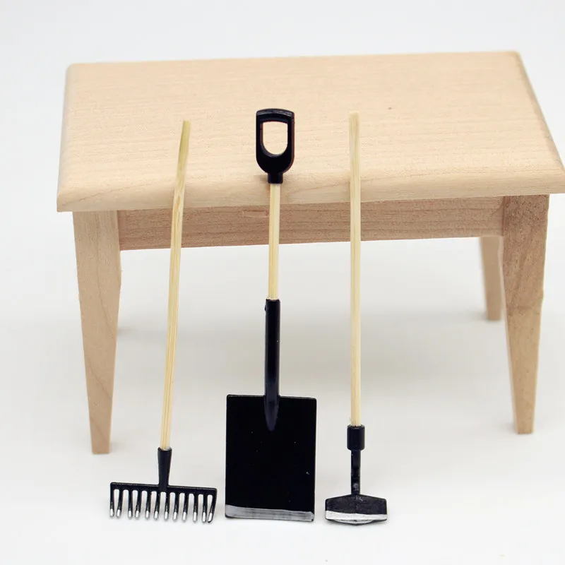 1:12 Dollhouse Furniture Miniature Mini Farm Tool Shovel Rake Tools Model For Fairy Garden Accessorie Kids Boy Pretend Play Toy1