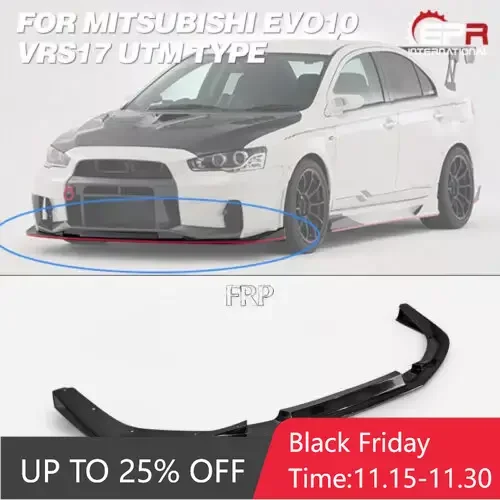 For Mitsubishi Evolution EVO 10 X VRS 2017 UTM Type FRP Front Bumper Lip Parts