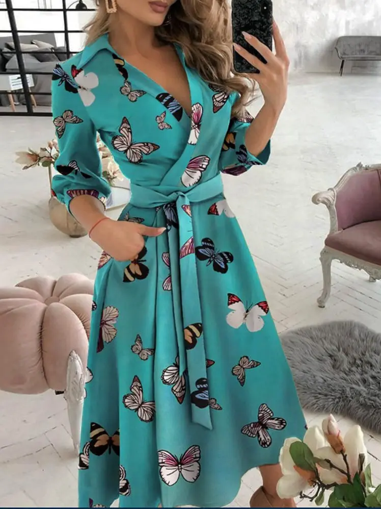 

Spring Summer Women's irt Dr Cover up Wave PVC Cleanfit mid Waist H-ape Ciwalk Batwing Sve Embroidery Detail