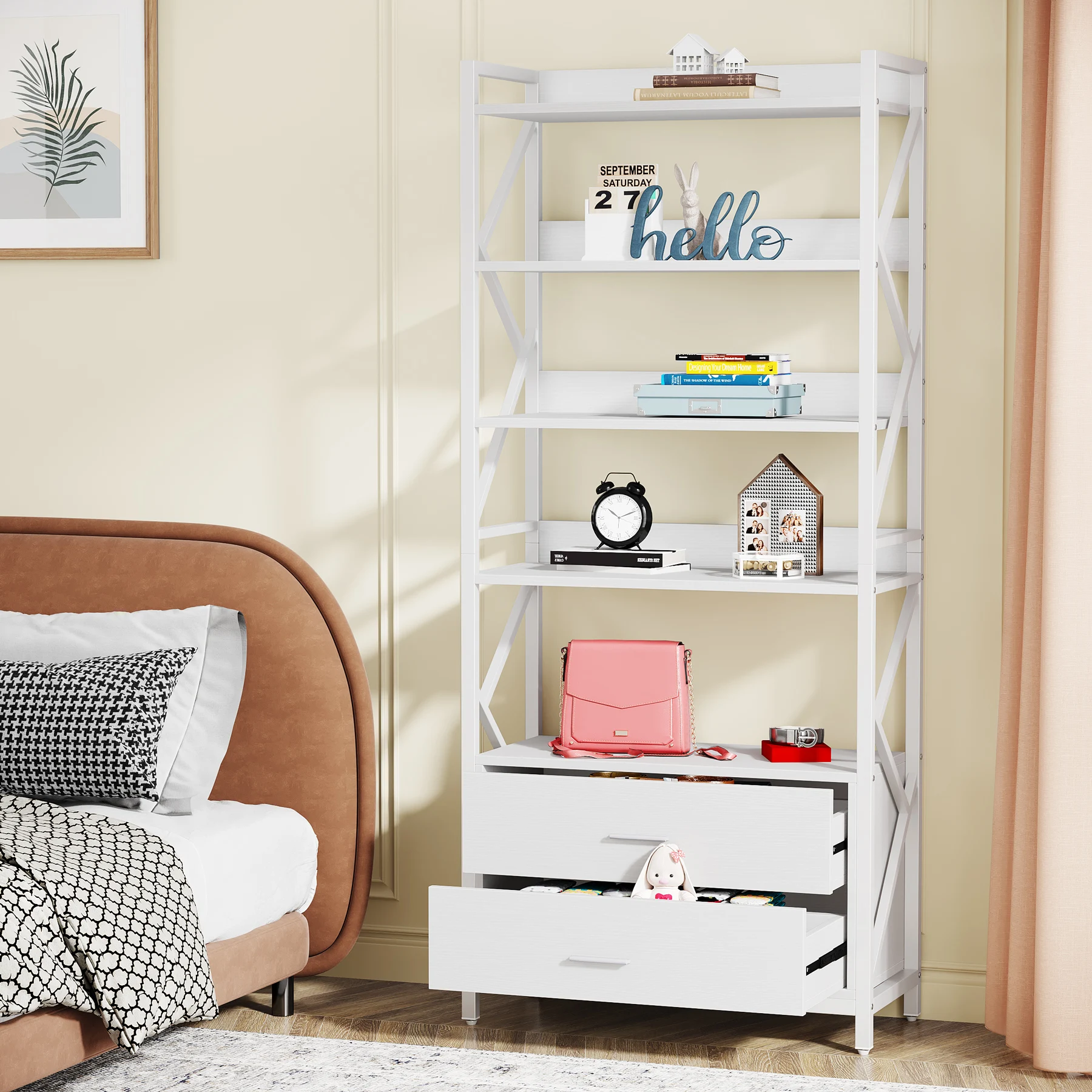 Tribesigns Bookshelf with Drawers, 70.8