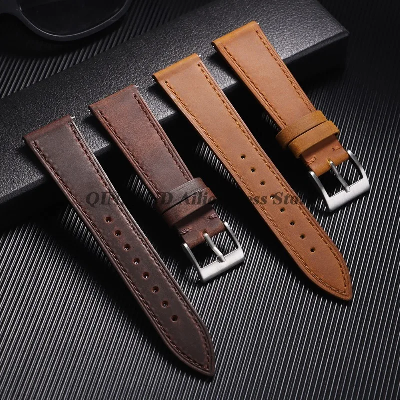 18mm 19mm 20mm 21mm 22mm 24mm  Vintage Retro Calfskin Leather Watch Band Quick Release Straps Universal Men Women Bracelets Belt image 4