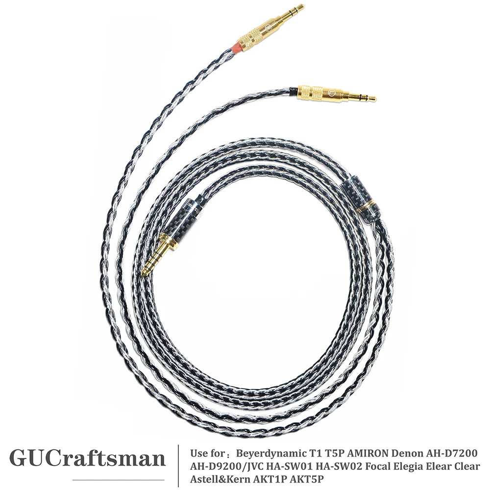 

GUCraftsman 16 Strands 7N Single Crystal Copper/Silver Mixed for Beyerdynamic T1 T5 2nd Amiron Clear Elear Elegia AH-D9200 AKT5P