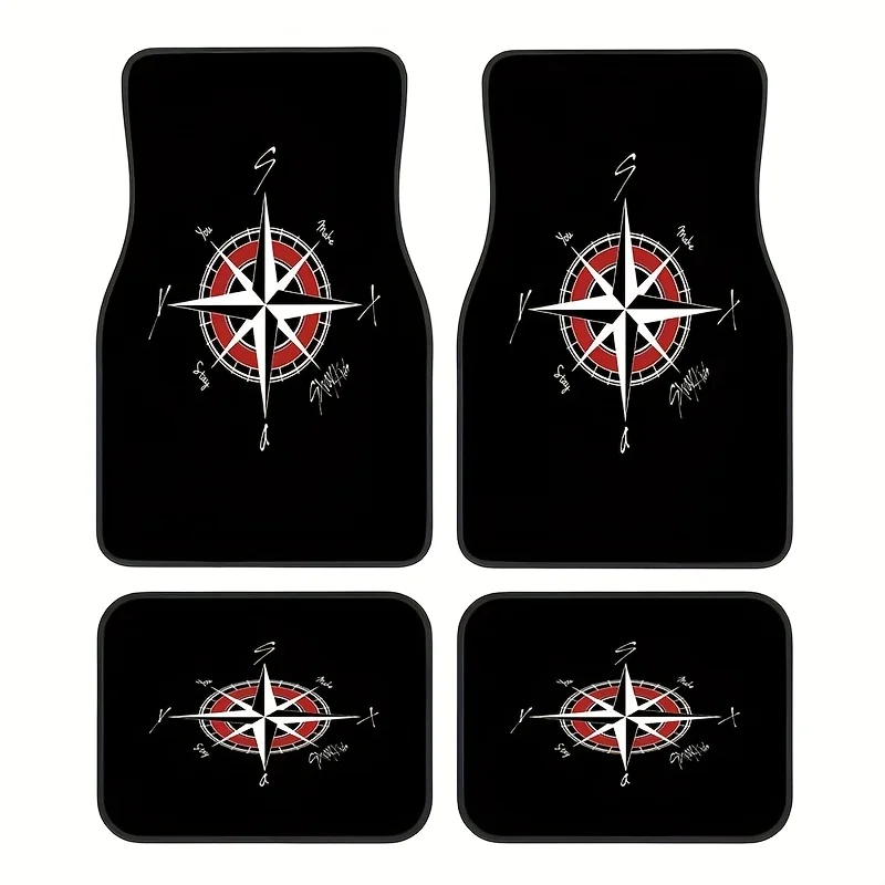 Set Of 4, Kpop Stary Music Ateez Design Car Floor Mats, Universal Fit, Easy To Clean, Pet-Friendly Car Additions, Appropriate Fo
