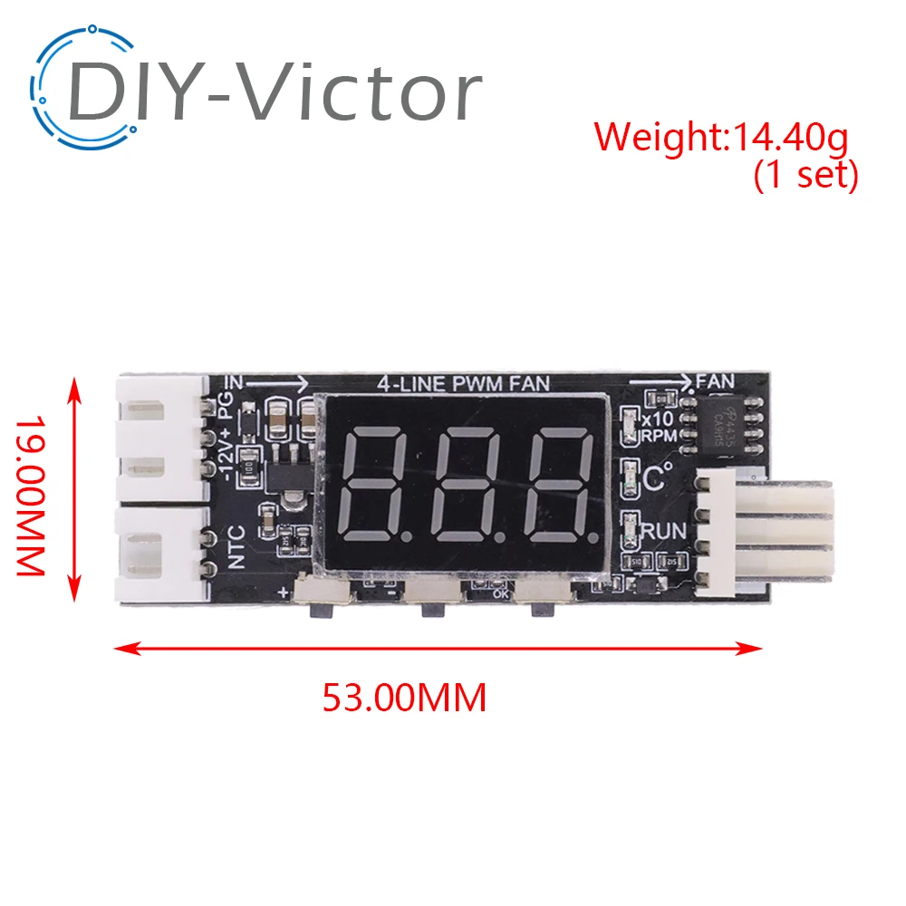 DC 12V 4 Wire PWM Fan Temperature Control Governor Temperature Speed Digital Display Support 3A Fan On/Off Control