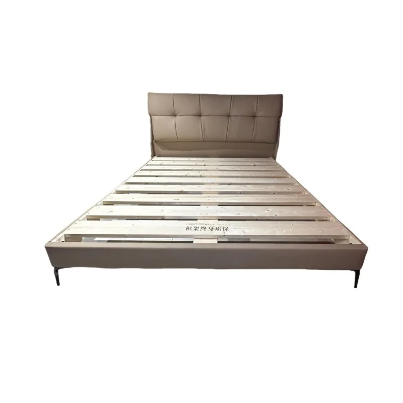 

All solid wood frame modern simple household small apartment flush edge master bedroom double bed