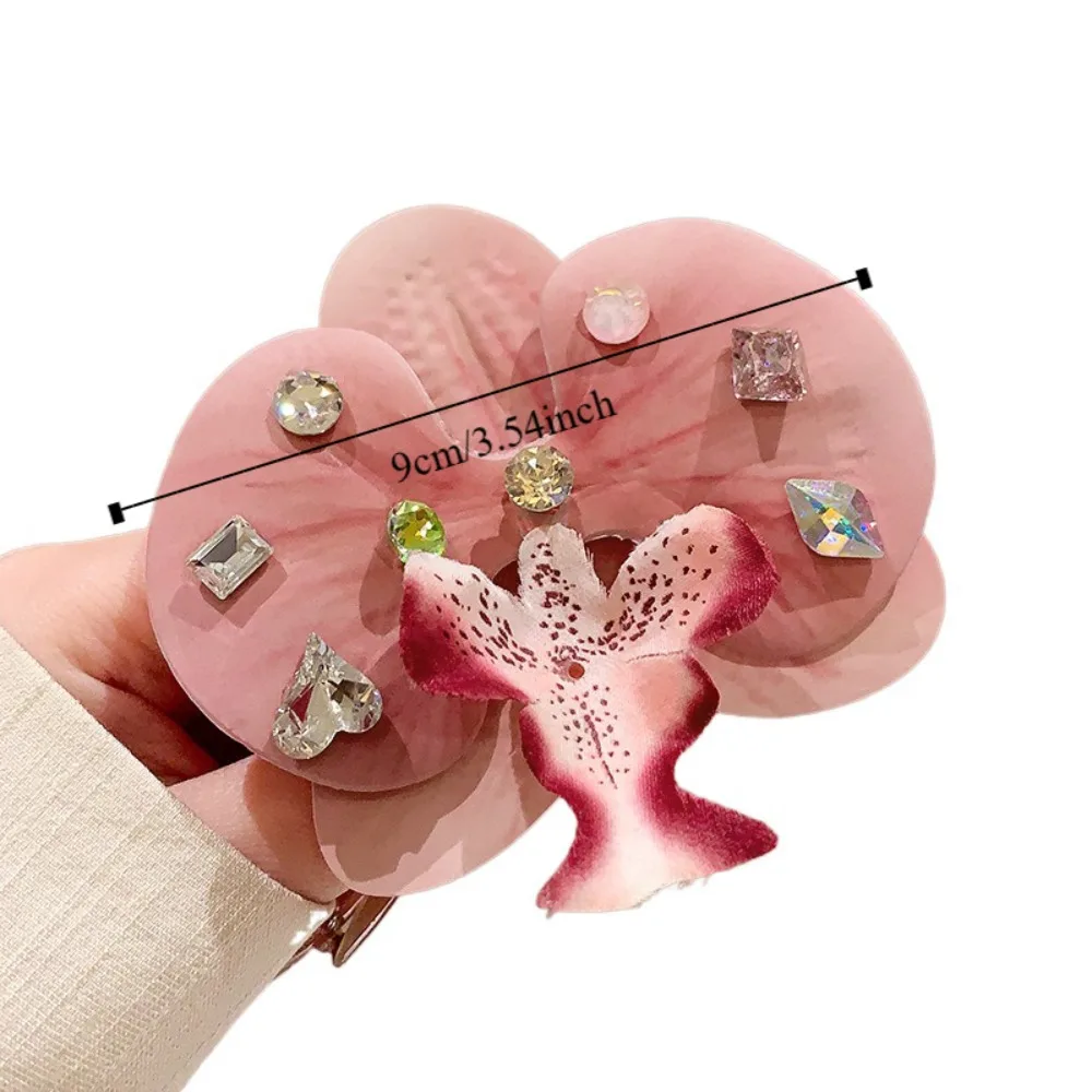 فراشة الأوركيد زهرة الأوركيد دبوس الشعر كريستال الحلو شاطئ البحر عطلة أغطية الرأس إكسسوارات الشعر الكورية نمط بوهيميا المشابك