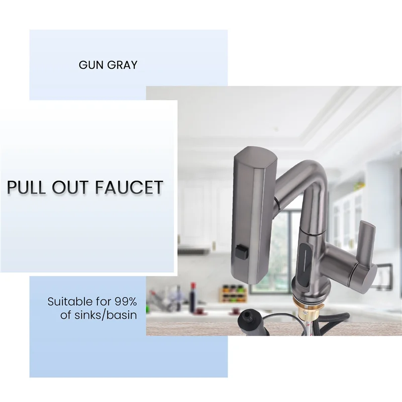 Intelligent Digital Display Cold Hot Mixer Taps Rotatable Sink Lifting Basin Faucet-D-BAAX