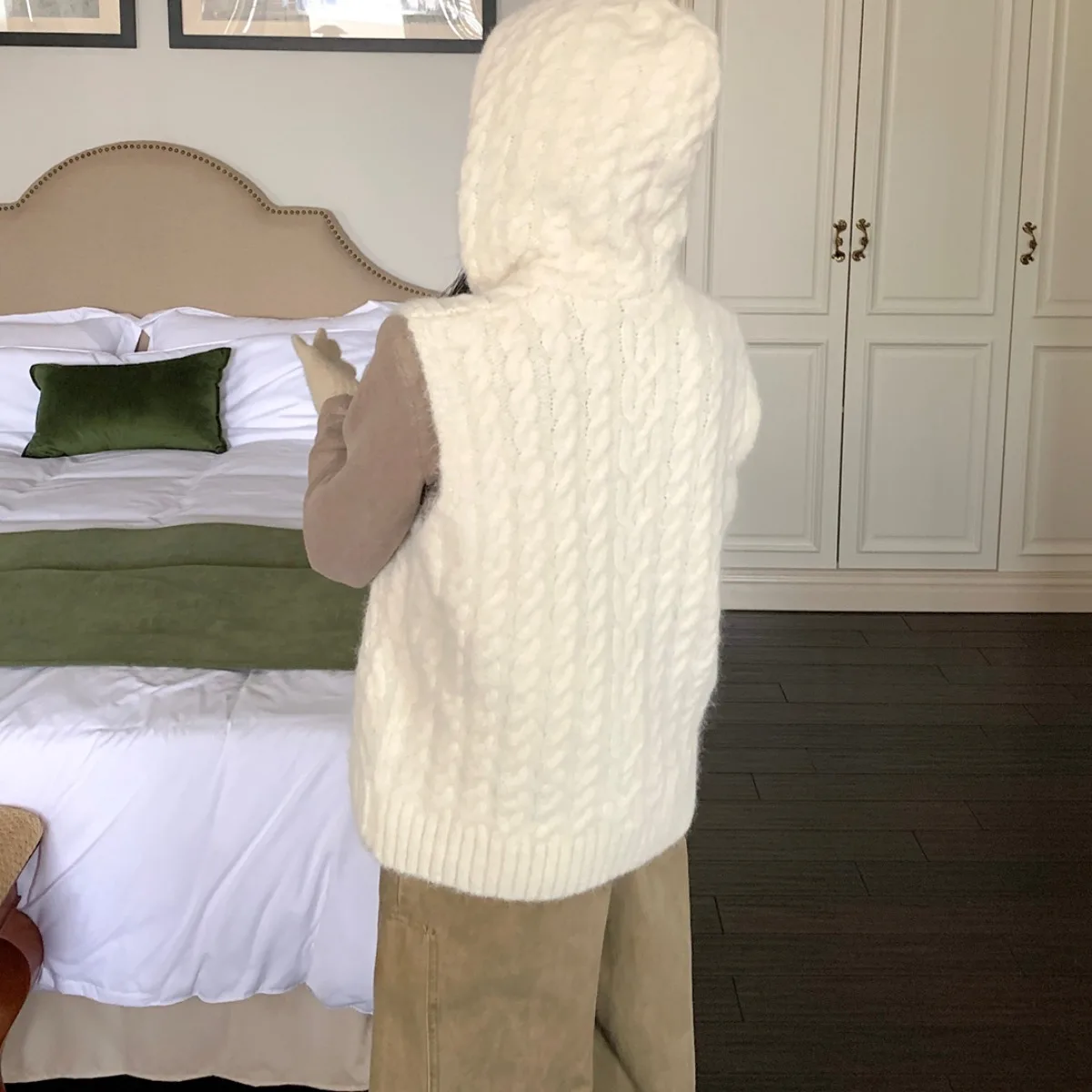 Damen-Strickmütze, Weste, weich, gemütlich, Herbst und Winter, Faion, Einzelknopf, Svel-Pullover, Oberteil, lässig, bequem, lockere Passform