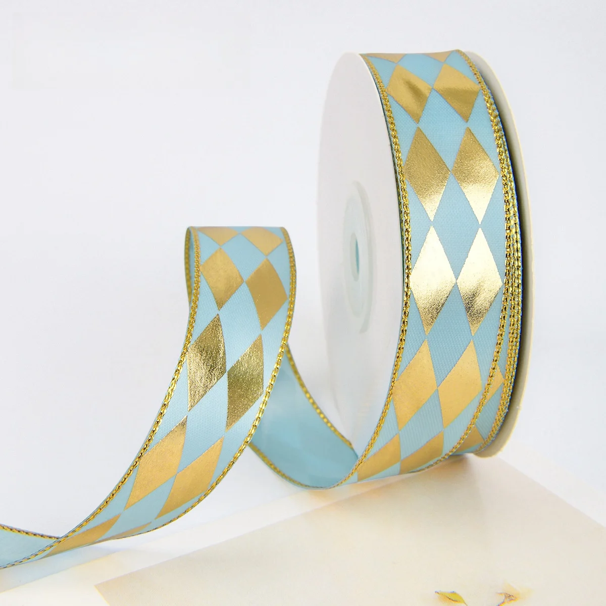 2.5cm wide diamond hot gold ribbon Handmade DIY hair bow Gift box Flower gift packaging decorative holiday ribbons