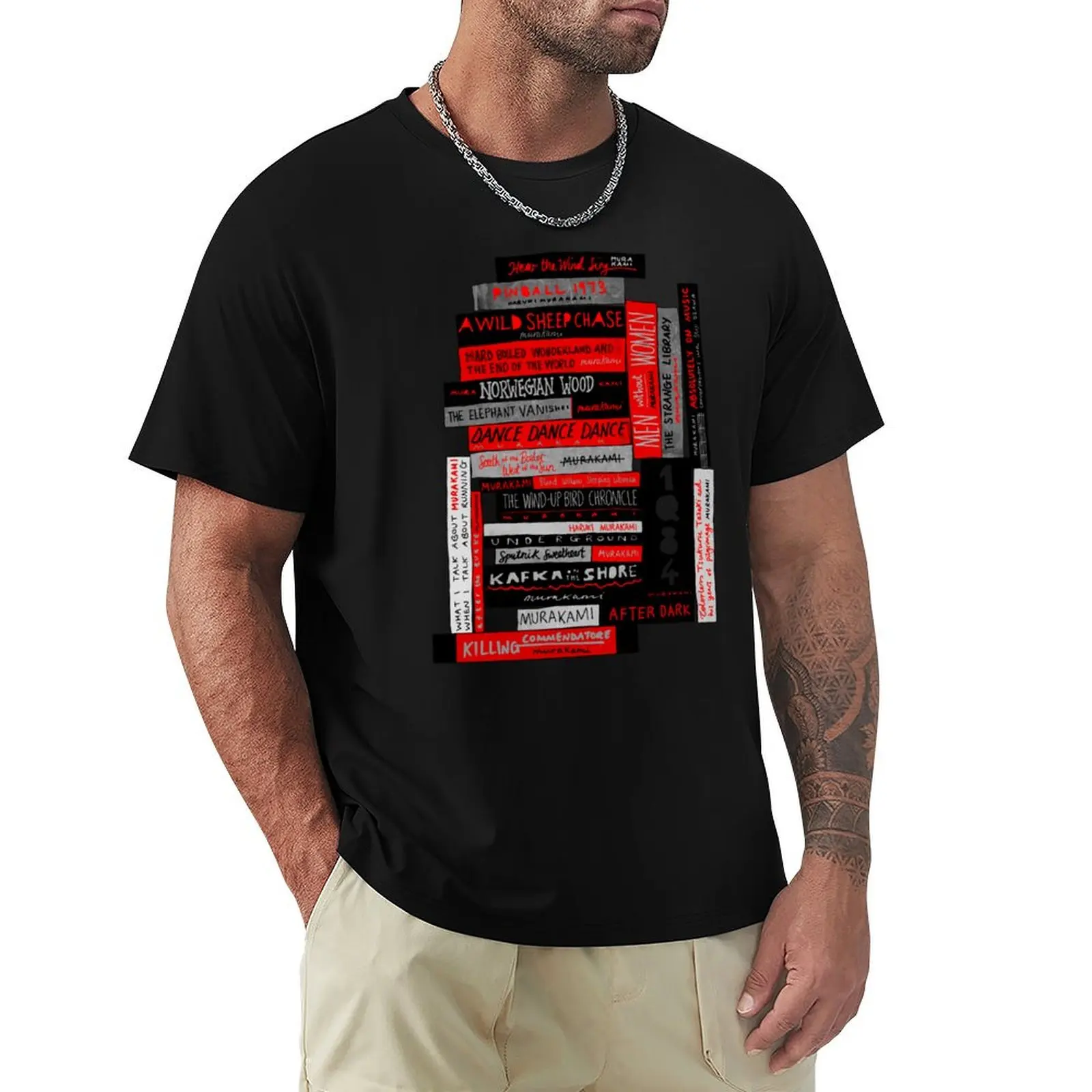 Murakami Book Stack Fanatic (Colour) T-Shirt Streetwear Print Tee Shirt