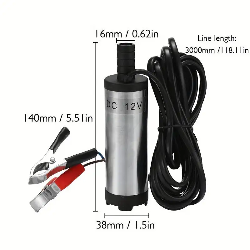 

Portable Car Water Oil Fuel Transfer Pump 12V DC 38mm Submersible Diesel Pumping Electric Oil Pump Clamp Type Fishing Tools