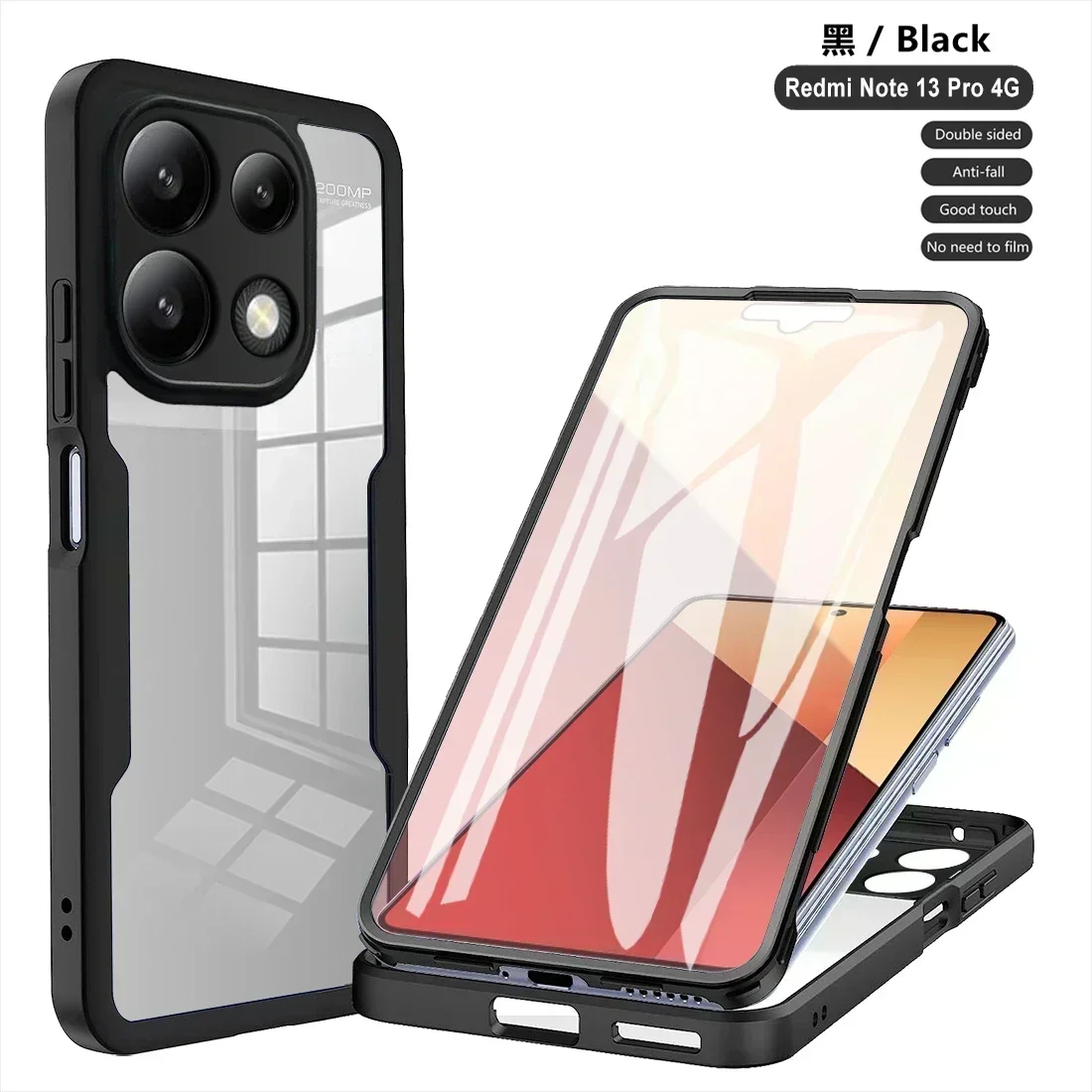 

360 Full Shockproof Clear Case For Xiaomi Redmi Note 13 Pro 4G 5G Note 13 Pro Plus 5G Redmi A3 Screen Full Protection Cover