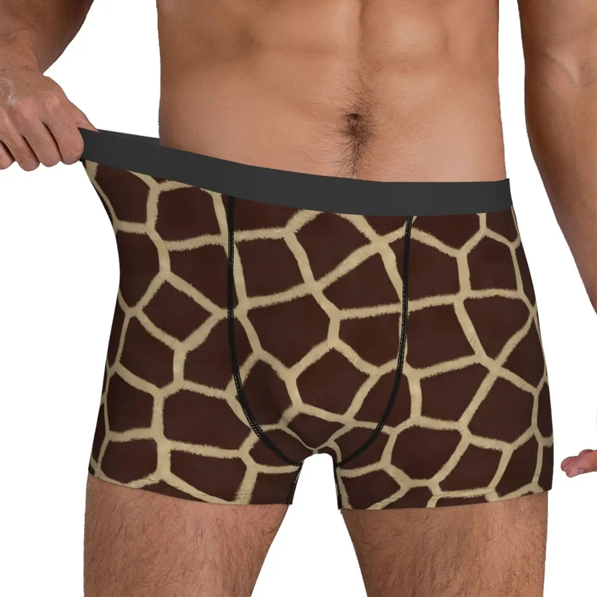 Giraffe Print Underwear Brown Animal Male Shorts Briefs Classic Boxershorts Trenky Print Large Size Panties