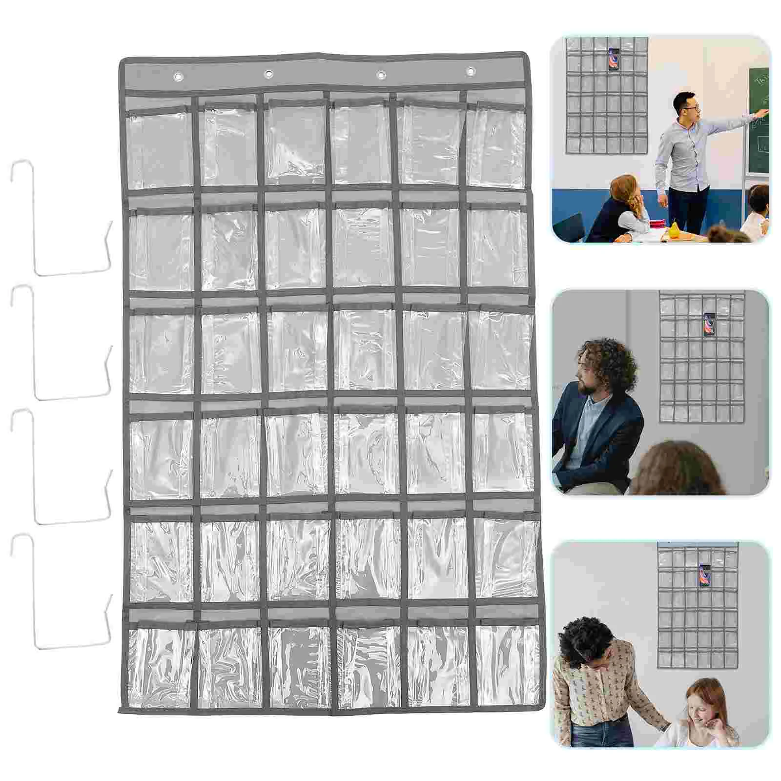 

36 Grid Storage Hanging Bag Cell Phones Holder Bracket Sundries Closet Pouch Pvc for Classroom Office Compatible Convenient