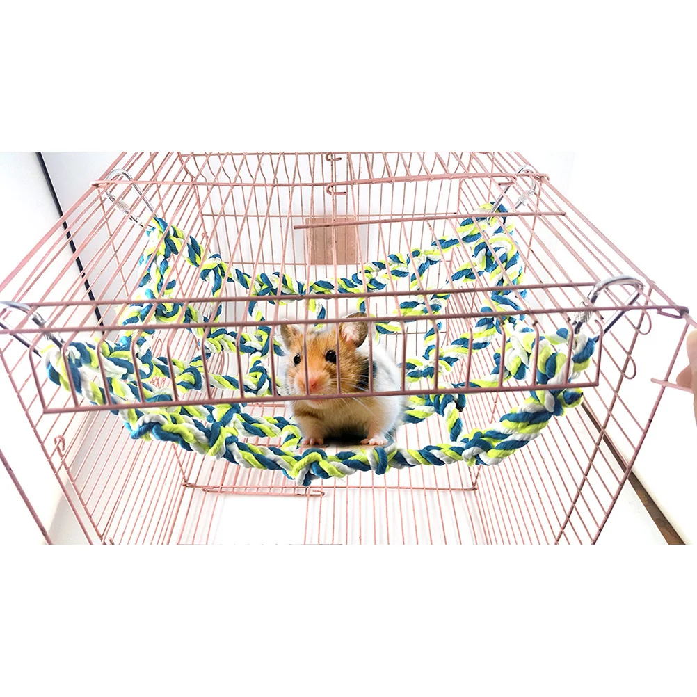 

Colorful Woven Climbing Net 28X20X1Cm Polyester Rope Hammock For Small Animals Pet Exercise Cage For Birds Squirrels