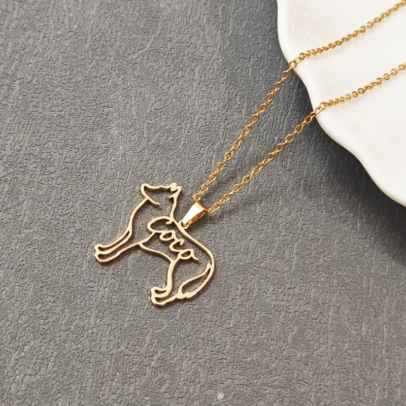 

Personalized Custom Hollow Name Dog Necklace Pendant Simple Luxury Stainless Steel Pet Necklace Jewelry Birthday Party Gift