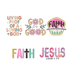 Christian Faith Jesus Iron On Transfers On Clothes Fashiong Women DIY Thermal Stickers For T-Shirt Decals Patch