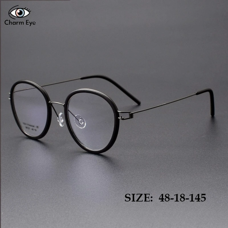 

Ultra Light Pure Titanium Elliptical Eyeglass Frames Women Black Minimalist Retro Optical Glasses Anti Blue Light Myopia Eyewear