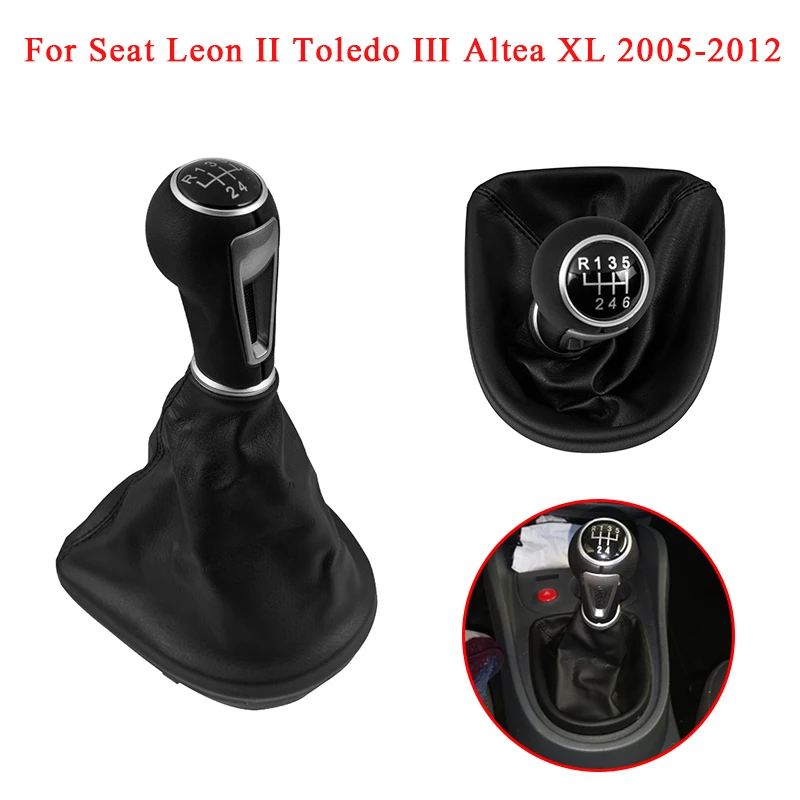 Engrenagem do carro Shift Knob Cover com Lever Stick, Gaiter Boot Case, Seat Leon II Toledo III Altea XL 2005-2012