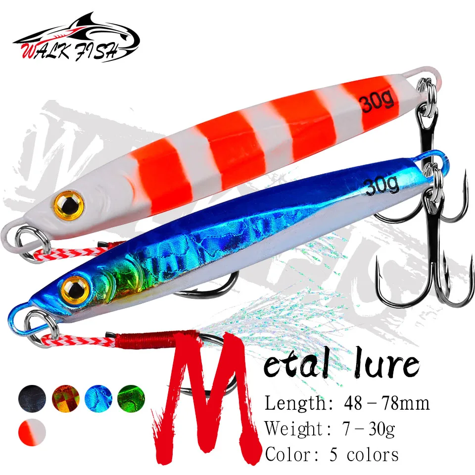 WALK FISH New Metal Cast Jig Spoon 7g 10g 15g 20g 30g Shore Casting Jigging Fish Sea Bass Fishing Lure Artificial Bait Tackle