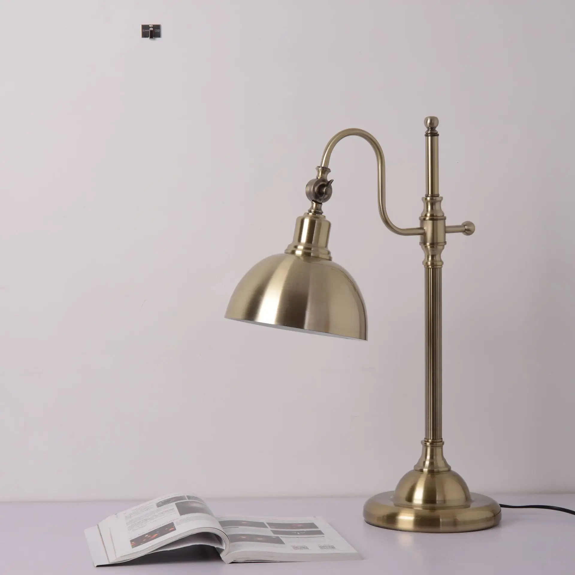 

American Retro Study Desk Desk Lamp Bedroom Bedside Lamp Living Room Personalized Creative Lamps European Copper Plating