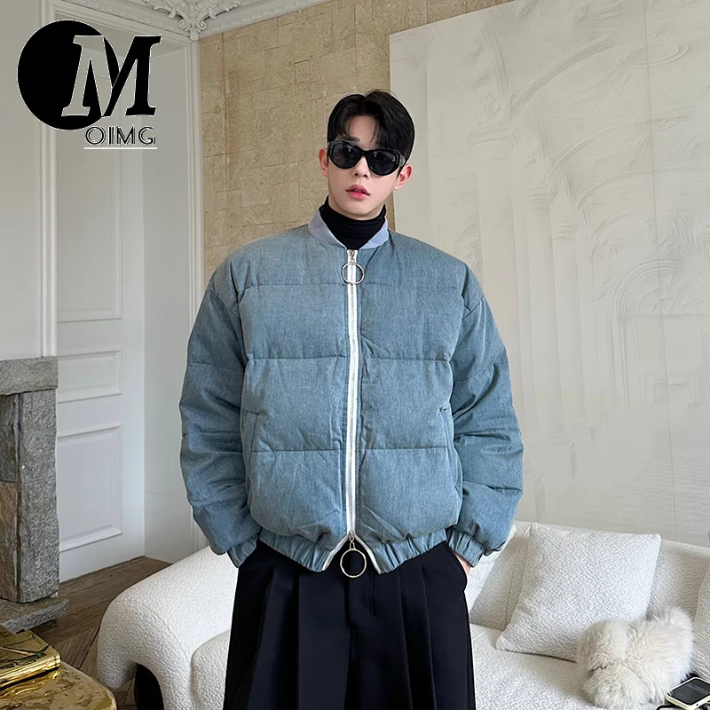 [OIMG] 2025 Winter Washed Denim Bread With Double Zipper 90 White Duck And Down Jacket