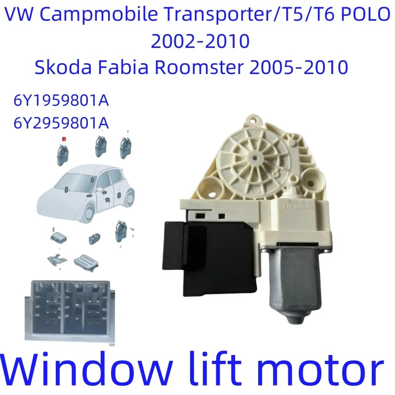 Voor VW T5 Transporter T5 T6 POLO Campmobile Roomster Skoda Fabia Venster lift motor Nieuwe 6Y2959802 6Y2959801 6Y1959801 6Y1959802/A