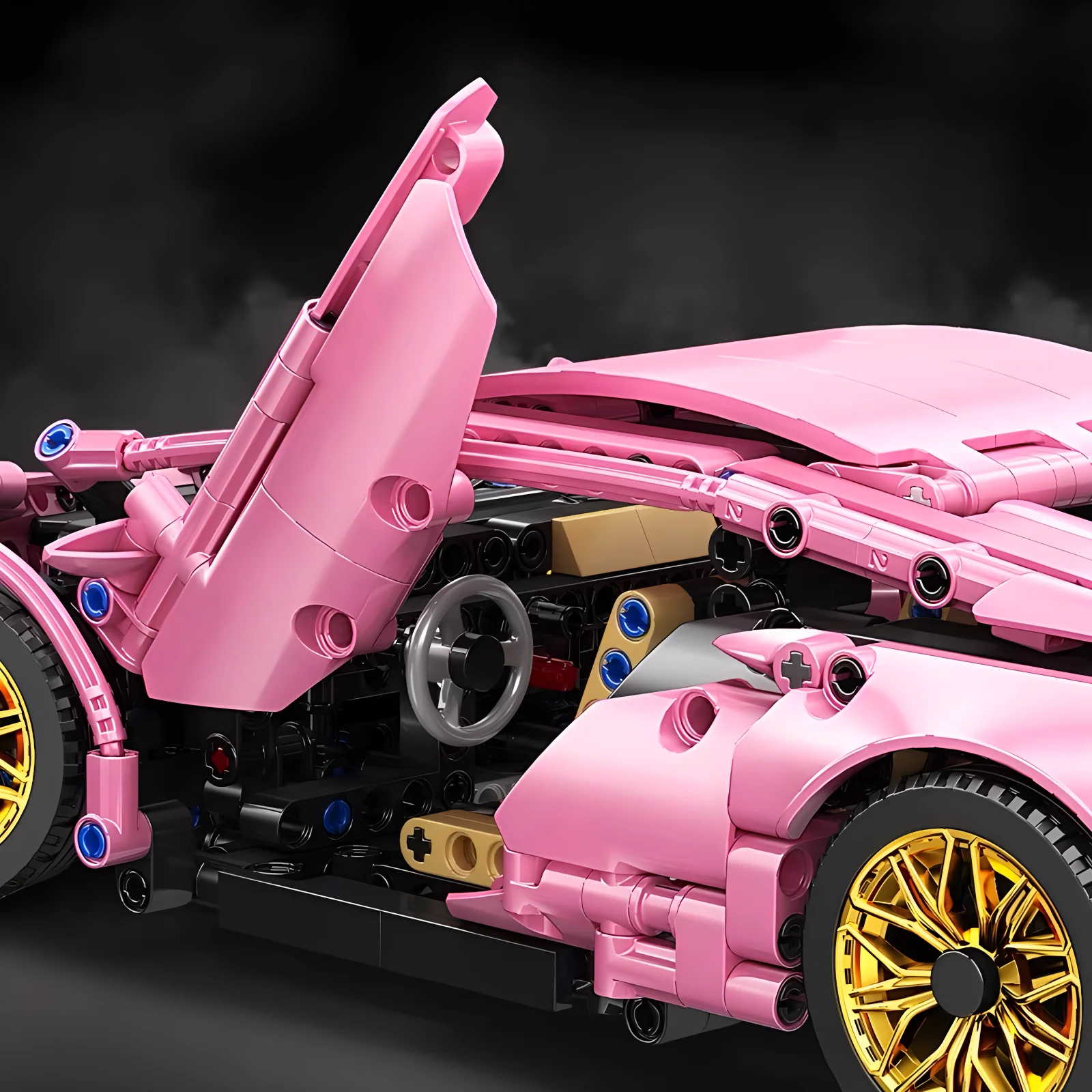 1:14 Pink Sports car RC Toy Car Building blocks Toy Birthday Gift MOC Sports Car Model (1314+ particles)