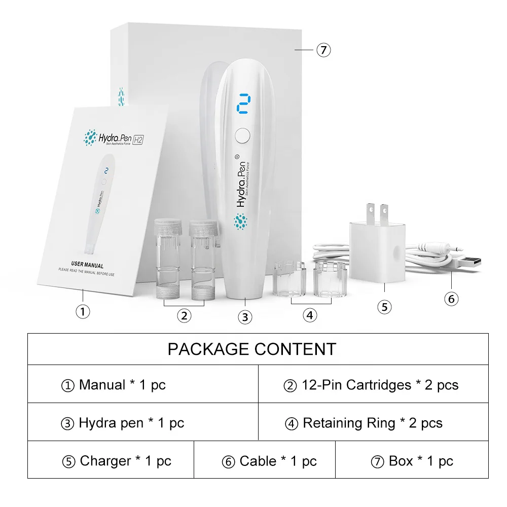 Hydra penH2 electric microneedle beauty tool improves fine lines, lightens acne scars, promotes collagen regeneration