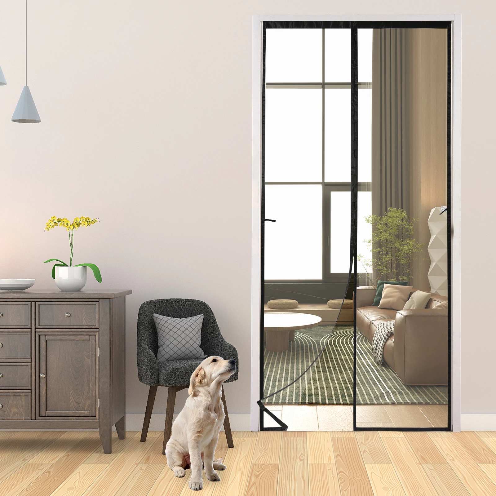 

PVC Black Transparent Door Screen Warm Windproof Curtain Non Perforated Air Conditioning Door Film Magnetic Automatic Closing