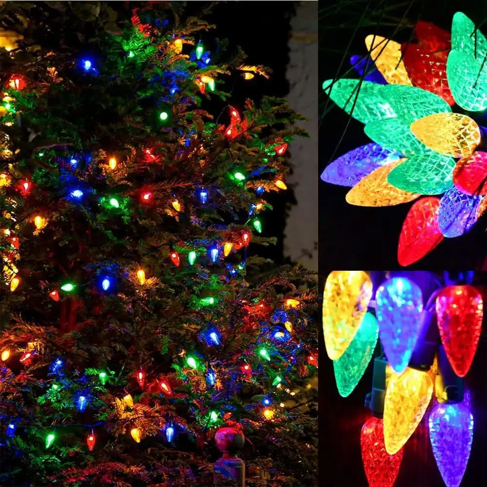 Luci di natale solari Outdoor C6 Strawberry Solar String Lights 50/100LED Fairy Lights per l\'albero di natale Holiday Party Decor