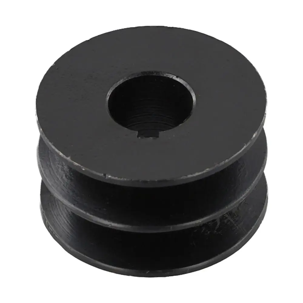 1Pcs ID 20mm V Belt Pulley Double Groove Fits 20mm Bore Groove Engine Black Pulley Black
