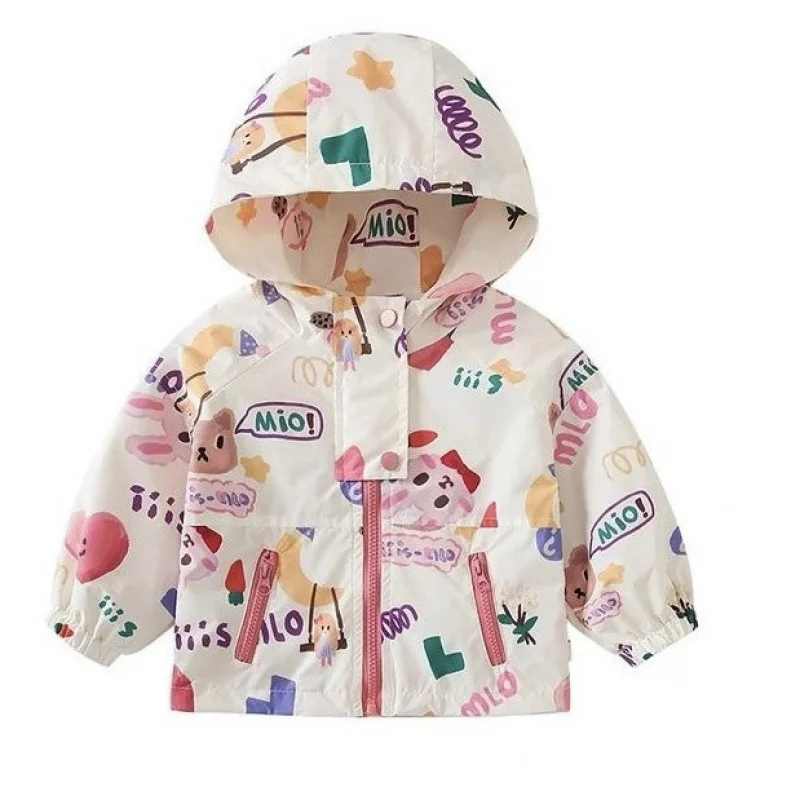 

Princess Girls Hooded Hiking Jacket Coat for Children's Clothing Baby Kids Fashion Cute Cartoon Print Tops Outwear