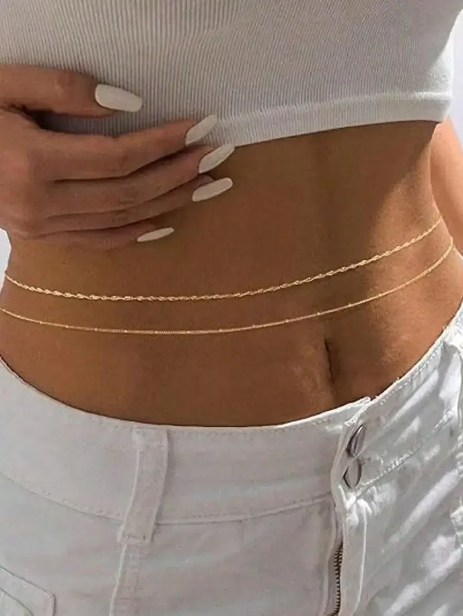 HOTNICE Fashionable And Personalized Round Bead Chain Twisted Chain Double-Layer Women's Waist Chain - Detail 1