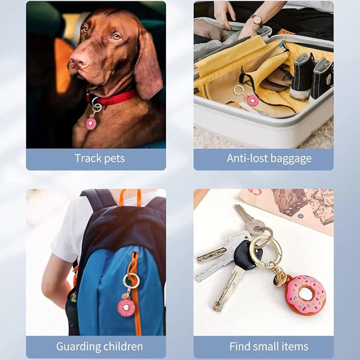 AirTag Holder - Donut Case For AirTags w/ Rugged Strap - Protective Keychain for Dog Collar, Cat Collar, Keys, Luggage, Backpack view 4
