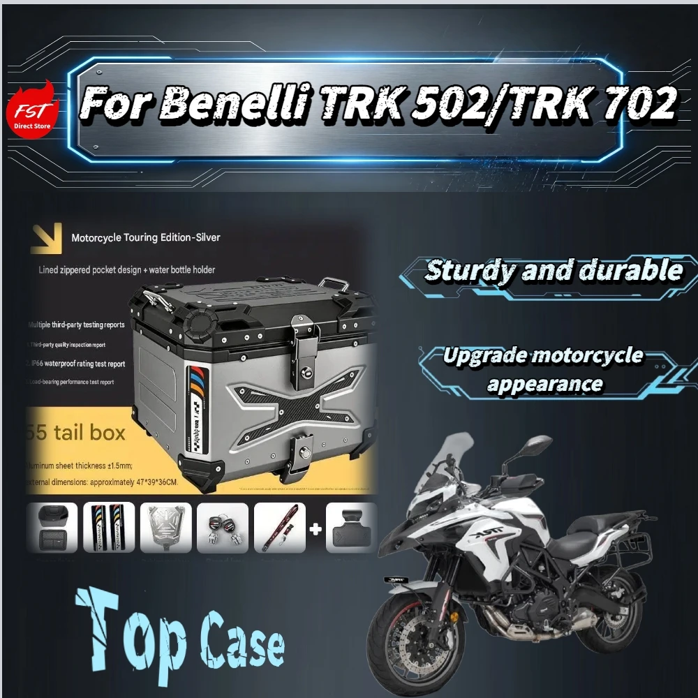 For Benelli TRK702/TRK502 Aluminum Alloy Top Case Armor‑Style Quick Release Waterproof Rear Storage Touring Mod Accessories
