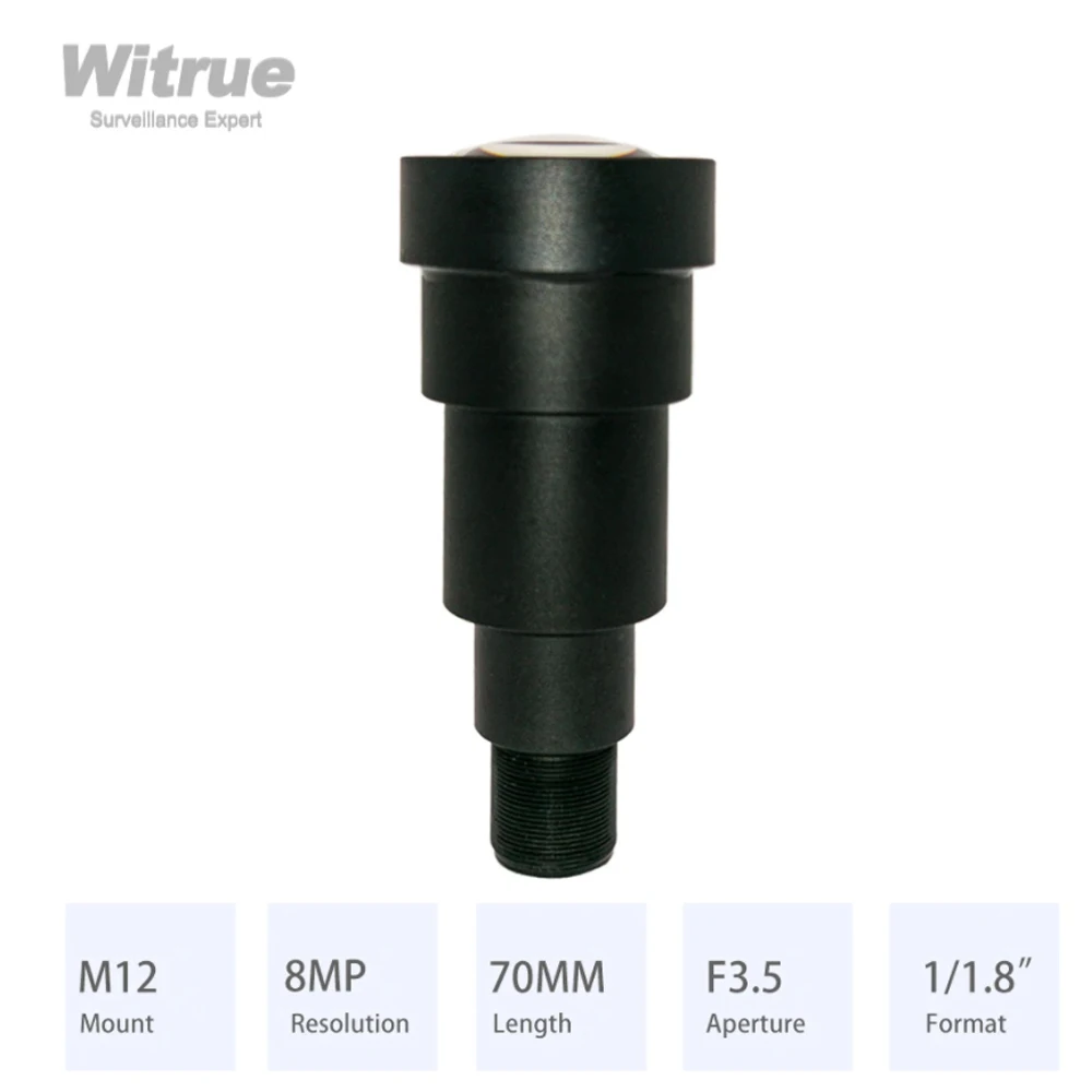 Witrue HD 8MP Aiming Lens Long View Distance 70MM M12 Mount Aperture F3.5 Format 1/1.8