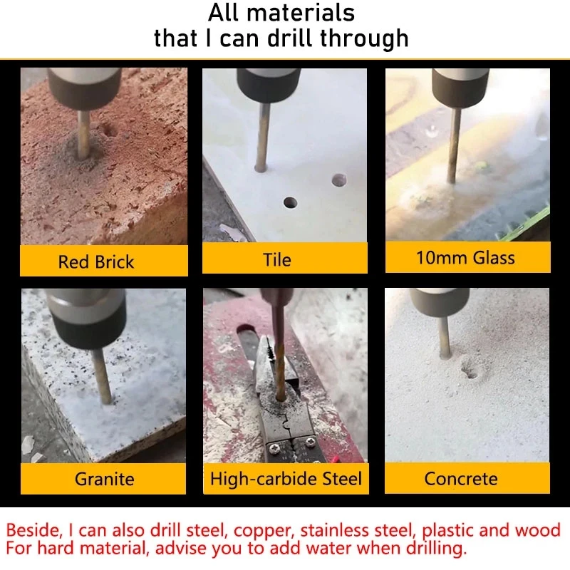 Broca De Vidro Triangular, 3-12mm, Broca para telha cerâmica, Tijolo de concreto, Perfuração de madeira, Acessórios para ferramentas elétricas