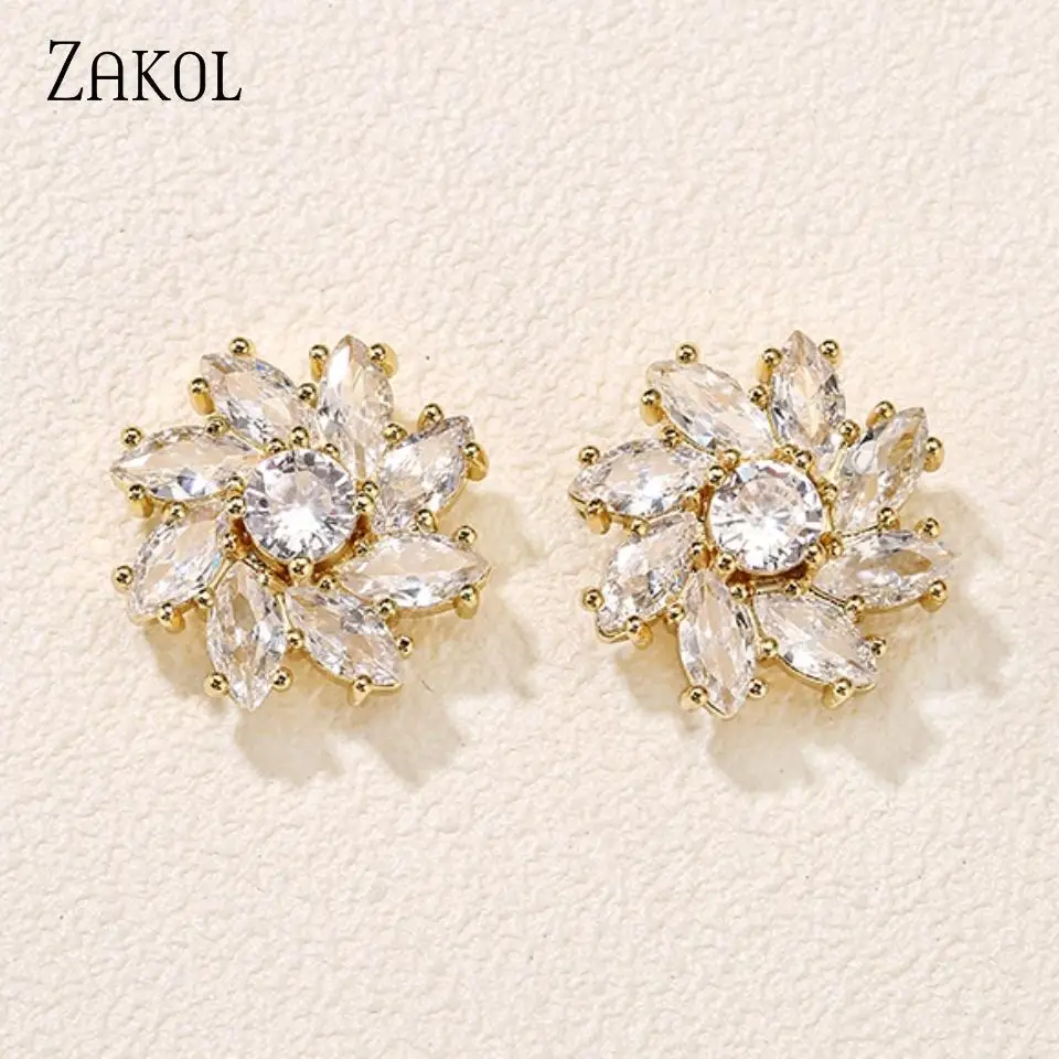 ZAKOL Sweet Cute Micro-set Zircon Stud Earrings Daily For Women Versatile Clearance Processing Jewelry Accessories Female