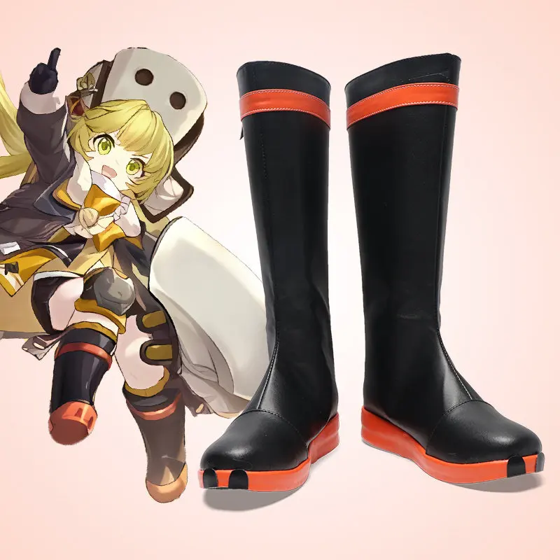 Anime Honkai: Star Rail Hook Cosplay Shoes Black Medium-Long PU Leather Boots For Halloween Carnival