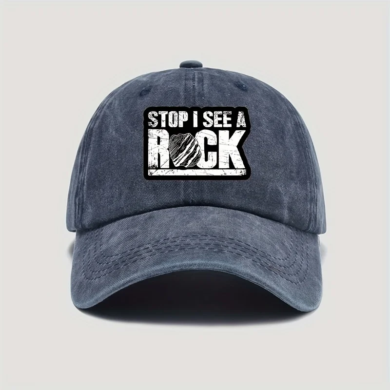 Unisex Baseball Cap Featuring The Phrase 'STOP I SEE A for rock' - Adjustable Strap, Perfect for Rock Music Fans for Casual Outd