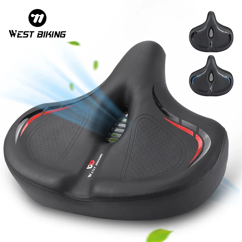 WEST BIKING Soft Bicycle Saddle Widen Breathable Shockproof Ergonomic Cycling Seat Oversize MTB Road Bike Thicken Cushion