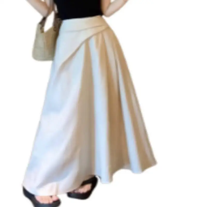 Women High Waist A Line Long Skirt Swing Flowy Maxi Skirt Elegant Casual Daily Wear