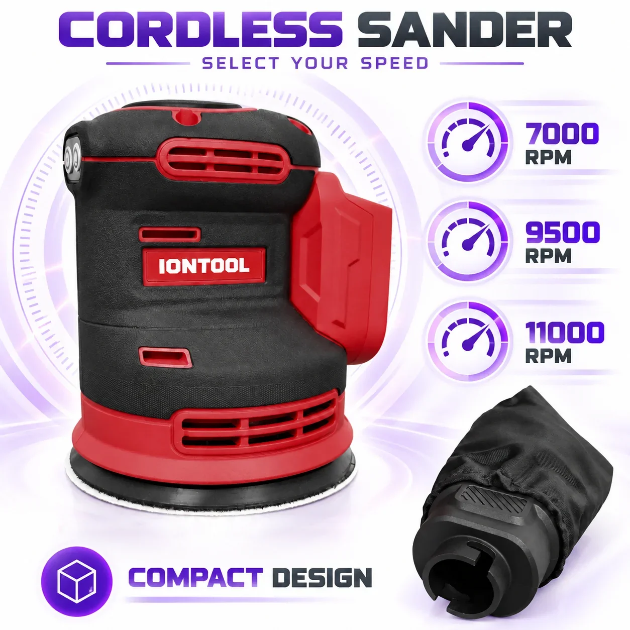 IONTOOL Red Cordless Sander 9500rpm For Model Kit Sanding and Plastic Model Polishing and Resin Part Finishing and Smoothing