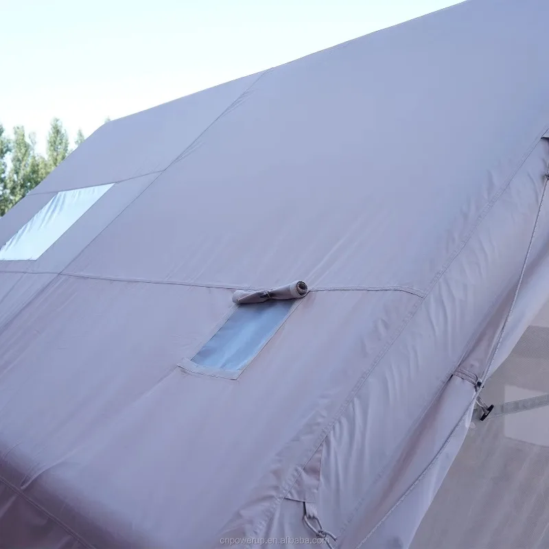 Outdoor large luxury inflatable cabin tent with pump, waterproof in all seasons, family camping tent with mesh doors and windows